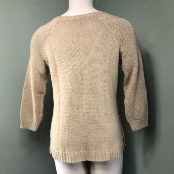 Talbots Sweater Cable Knit Lightweight Linen Cotton Beige Tan Small Petite - Picture 5 of 10